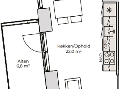 Moderne lejlighed med fantastisk altan og skønne fællesarealer