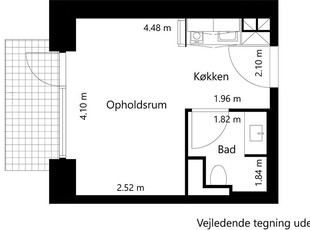 1 værelses lejlighed på 28 m