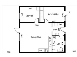 3 værelses hus på 82 m