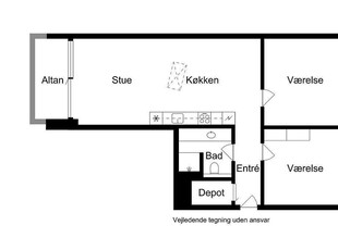 3 værelses lejlighed på 94 m