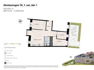 4 værelses lejlighed på 102 m