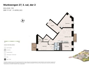 4 værelses lejlighed på 111 m