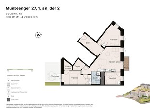 4 værelses lejlighed på 111 m