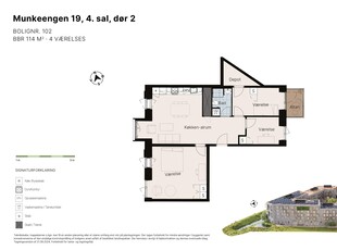 4 værelses lejlighed på 114 m