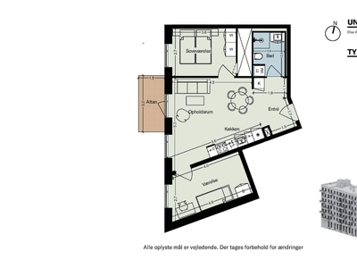 3 værelses lejlighed på 82 m