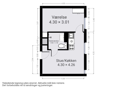 2 værelses lejlighed på 49 m