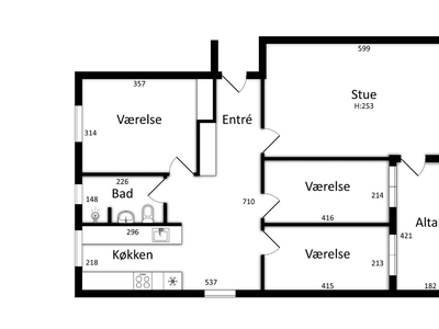 4 værelses lejlighed på 102 m