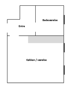 1 værelses lejlighed på 46 m
