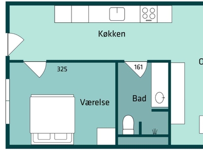 2 værelses lejlighed på 50 m