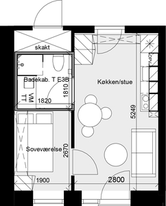 2 værelses lejlighed på 41 m