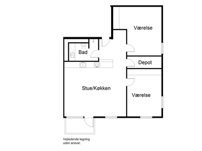 3 værelses lejlighed på 105 m