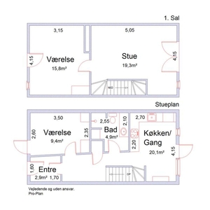 3 værelses hus på 96 m