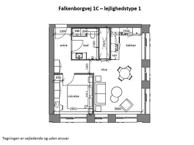 2 værelses lejlighed på 68 m