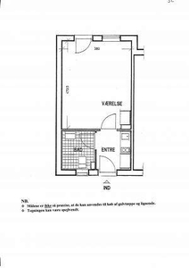 1 værelses lejlighed på 30 m