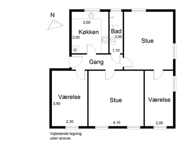 4 værelses lejlighed på 83 m