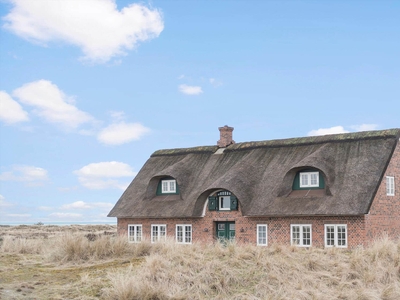 Stråtækt luksussommerhus med panoramaudsigt over hav og klitter