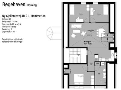 4 værelses lejlighed på 131 m