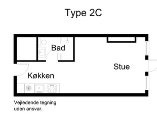 1 værelses lejlighed på 46 m