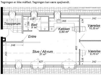 3 værelses lejlighed på 82 m