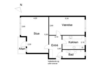 2 værelses lejlighed på 72 m