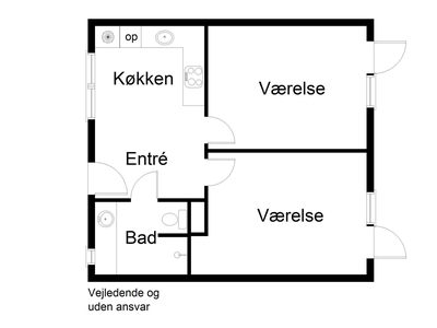 3 værelses lejlighed på 55 m