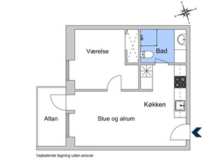 2 værelses lejlighed på 47 m