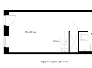 1 værelses lejlighed på 38 m