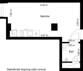 1 værelses lejlighed på 35 m