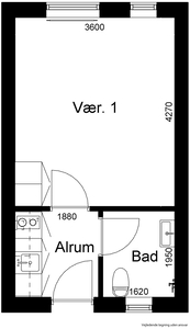 1 værelses hus på 26 m