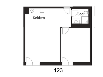 2 værelses lejlighed på 56 m