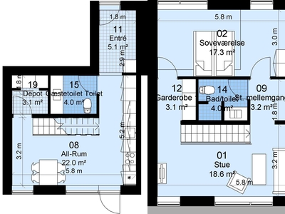 3 værelses hus på 113 m