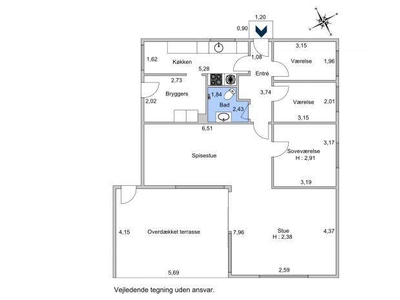 3 værelses hus på 115 m