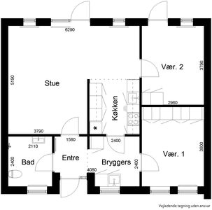 3 værelses lejlighed på 81 m