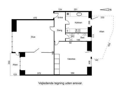 3 værelses lejlighed på 96 m