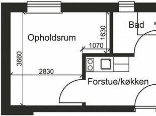 Ungdomsbolig på 42 m2 til 4.030 kr.