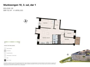 4 værelses lejlighed på 102 m