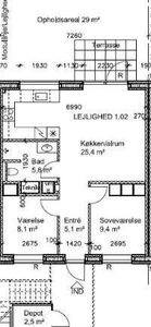 3 værelses lejlighed på 67 m